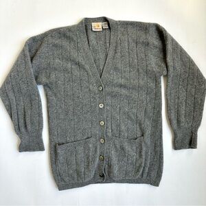 Liz Claiborne Vintage Oversized Lambswool Angora Gray Cardigan L